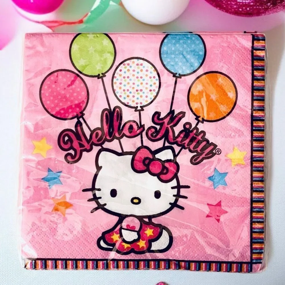 NWT Sanrio 32 Pink HELLO KITTY Balloons 16 Pack(x2) 2 Ply Birthday Paper Napkins
